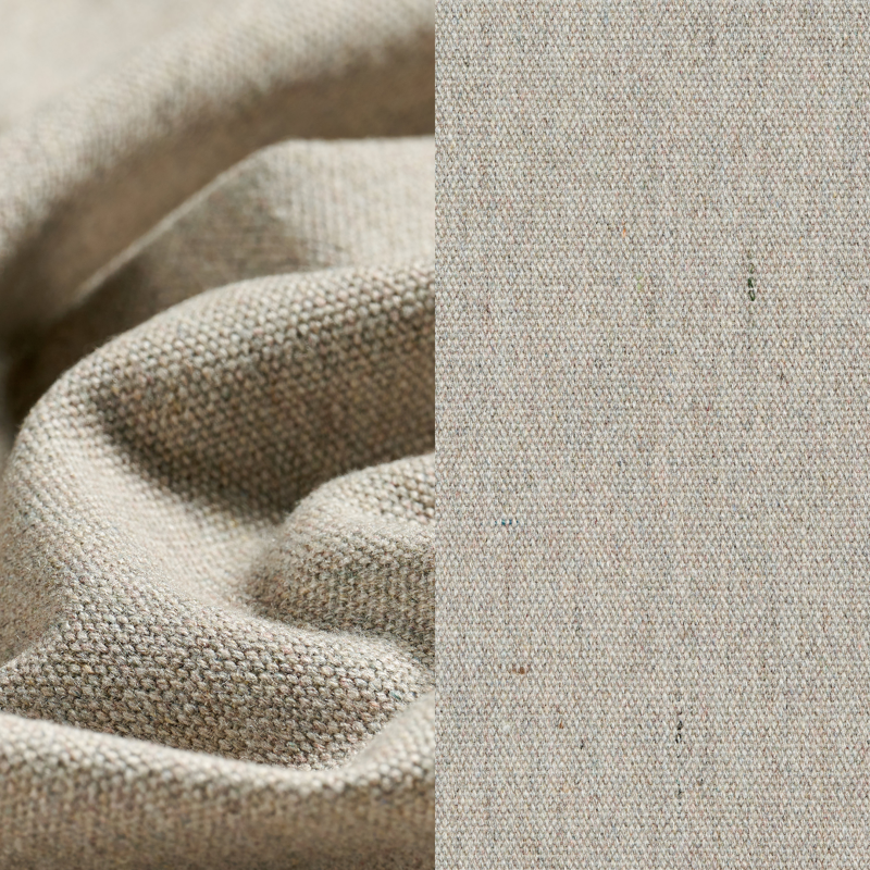 Donato loungehoek in teak en beige verticaal geweven ronde rope met all weather sunbrella® luxe Heritage Ash kussen