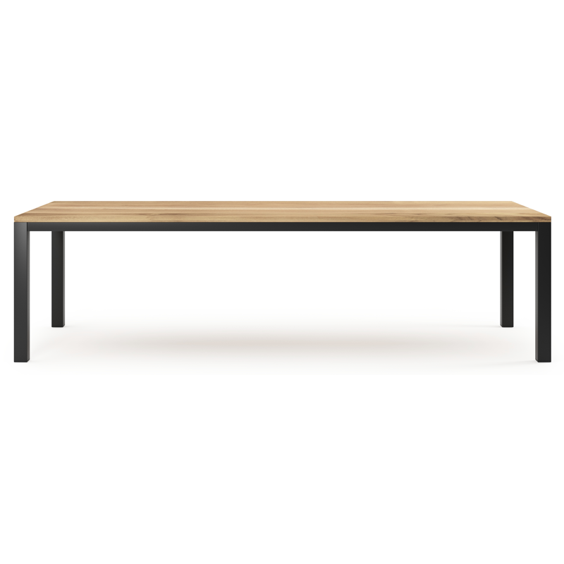 Table de jardin Como rectangulaire en aluminium noir et teck - Lg. 280 x Lrg. 110 x Haut. 75 cm