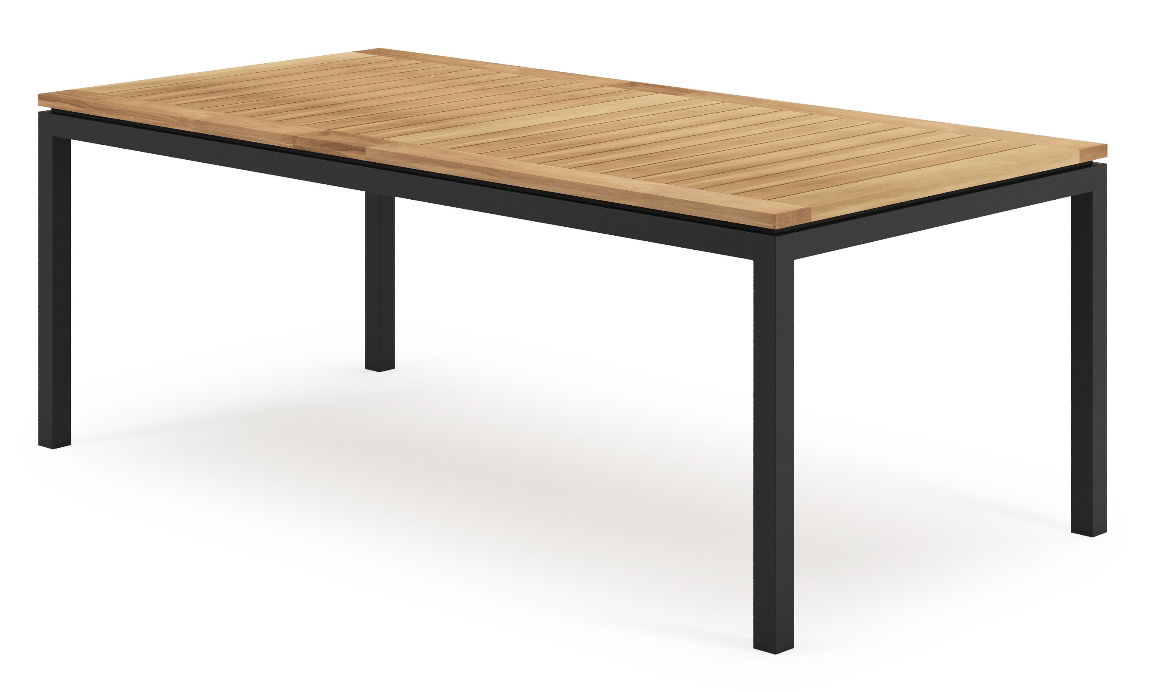 Table de jardin Amalfi extensible rectangulaire en aluminium noir et teck - Lg. 200/280 x Lrg. 100 x Haut. 75 cm
