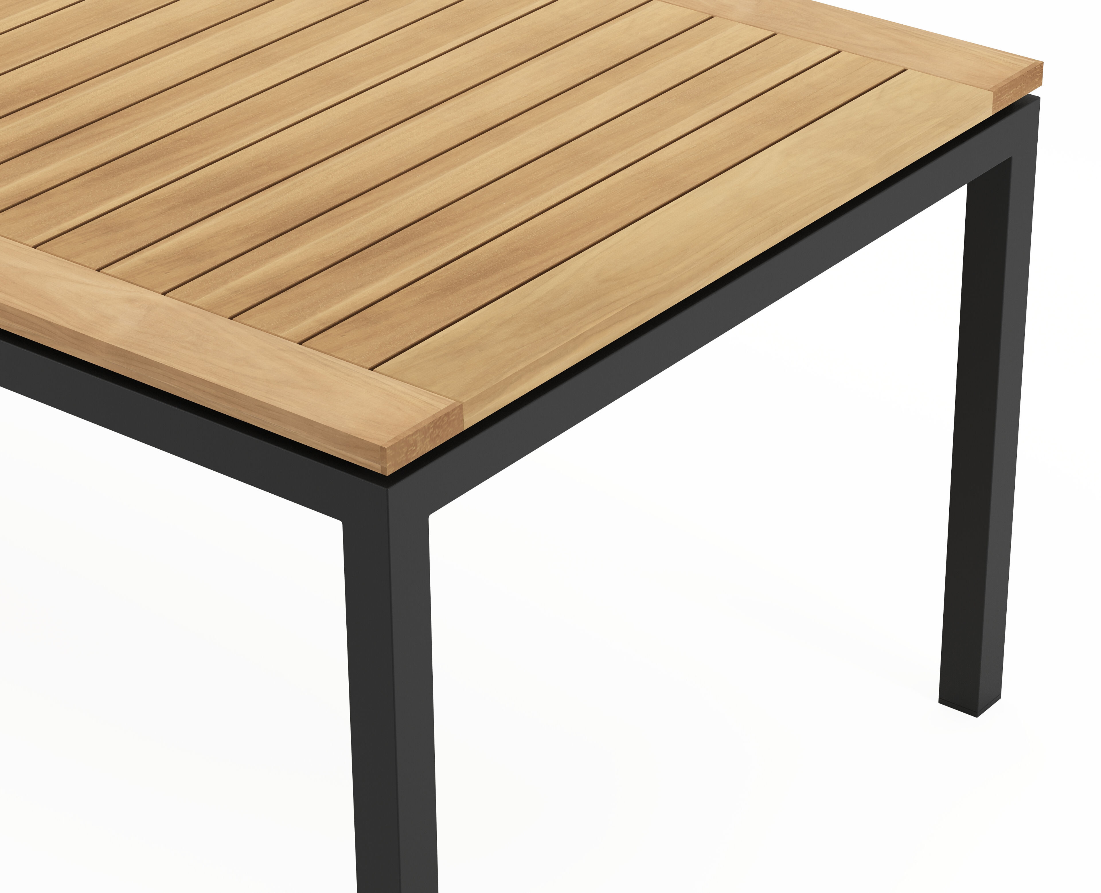 Table de jardin Amalfi extensible rectangulaire en aluminium noir et teck - Lg. 200/280 x Lrg. 100 x Haut. 75 cm