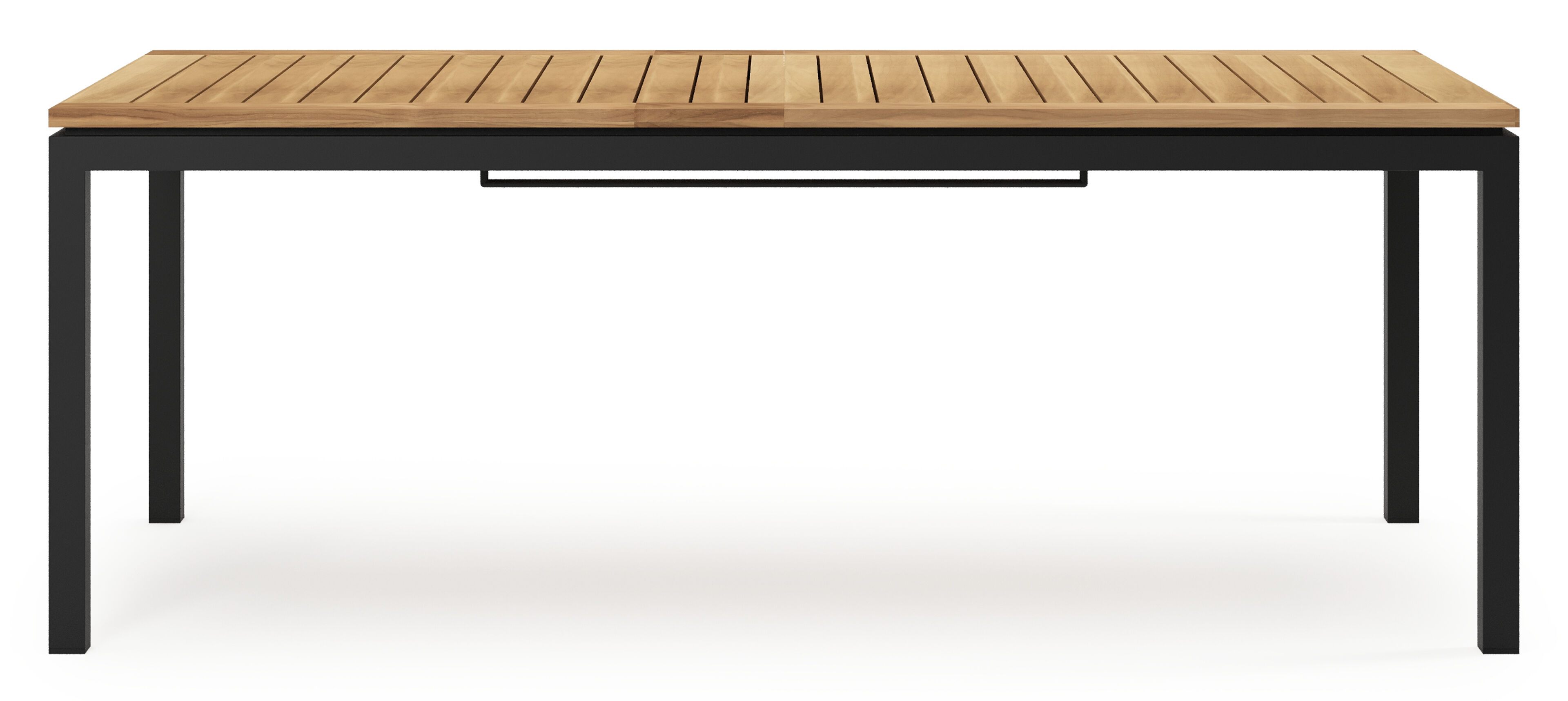 Table de jardin Amalfi extensible rectangulaire en aluminium noir et teck - Lg. 200/280 x Lrg. 100 x Haut. 75 cm
