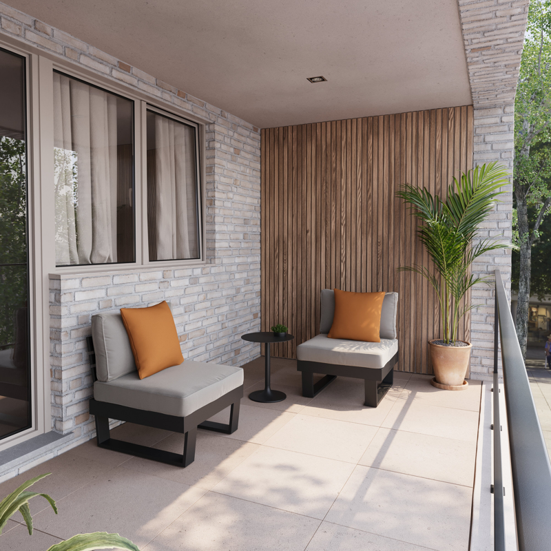 Alora loungestoel in zwart aluminium met grijs weather+ softtouch kussens