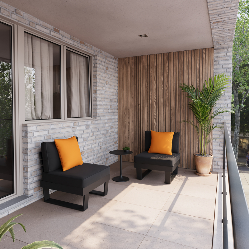 Fauteuil de jardin Alora en aluminium noir avec coussins en weather+ softtouch noir