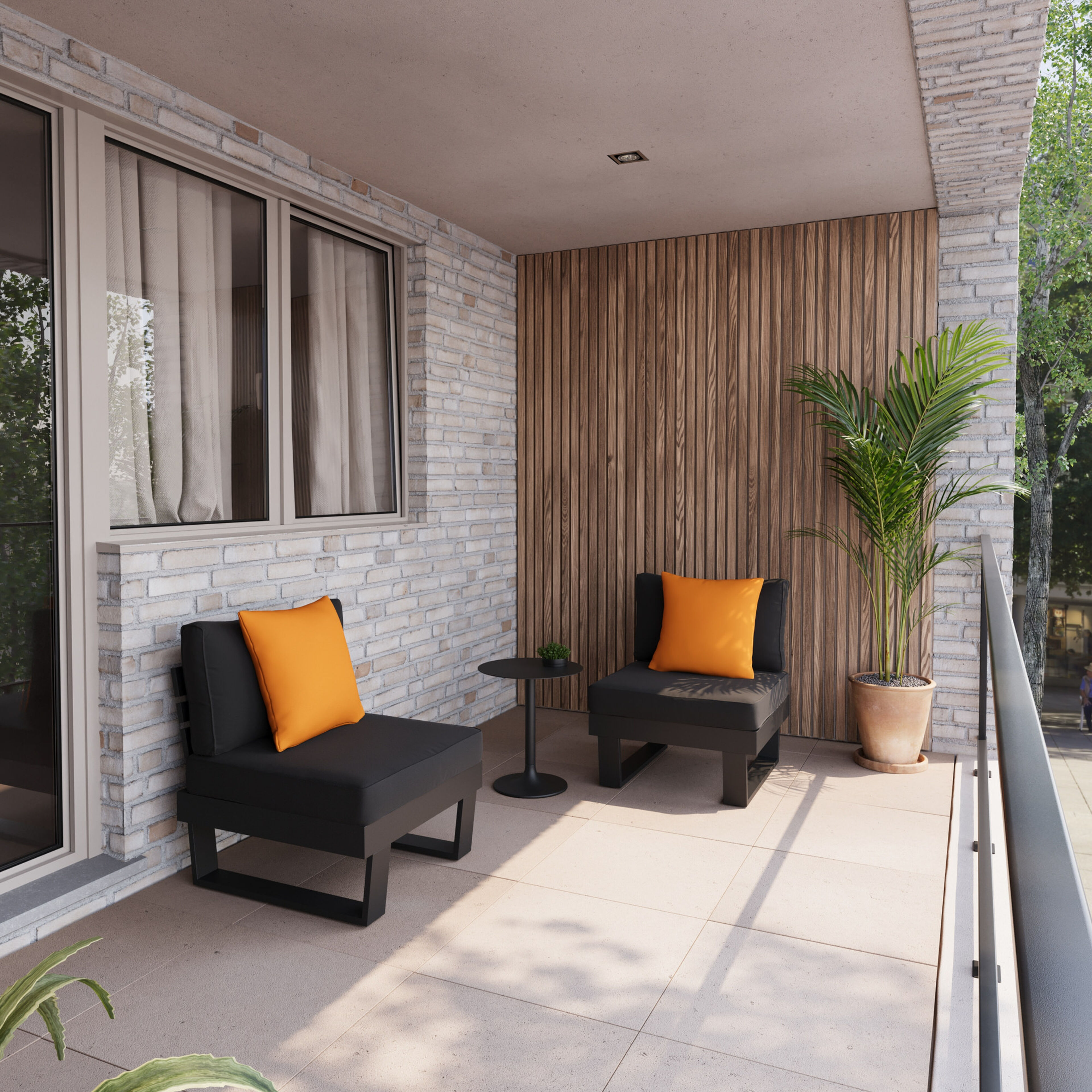 Alora loungestoel in zwart aluminium met zwart weather+ softtouch kussens