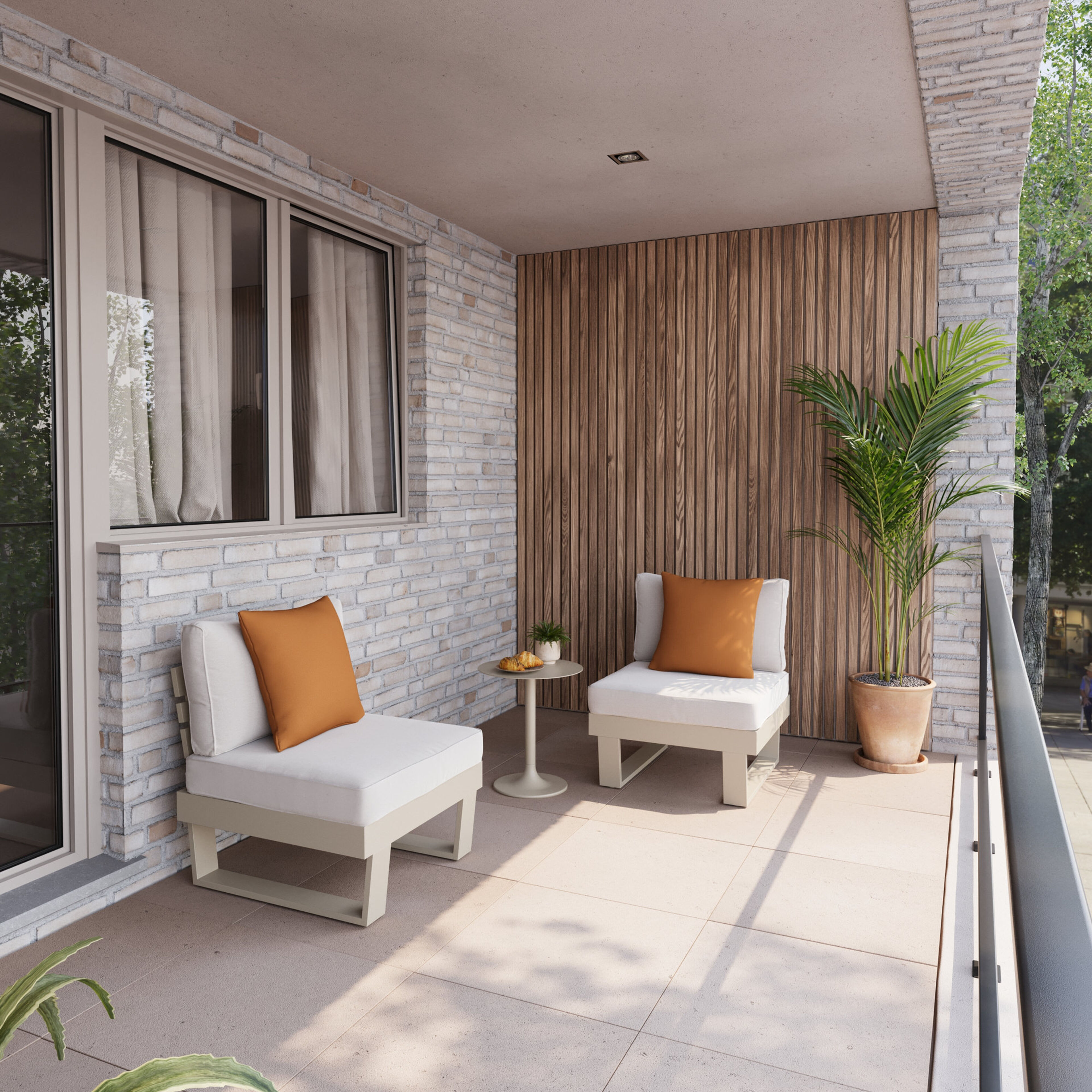 Fauteuil de jardin Alora en aluminium beige avec coussins en weather+ softtouch beige