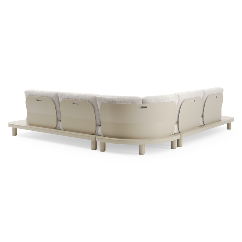 Salon de jardin d'angle Donato en aluminium beige et coussins en all weather sunbrella® luxe tundra sand