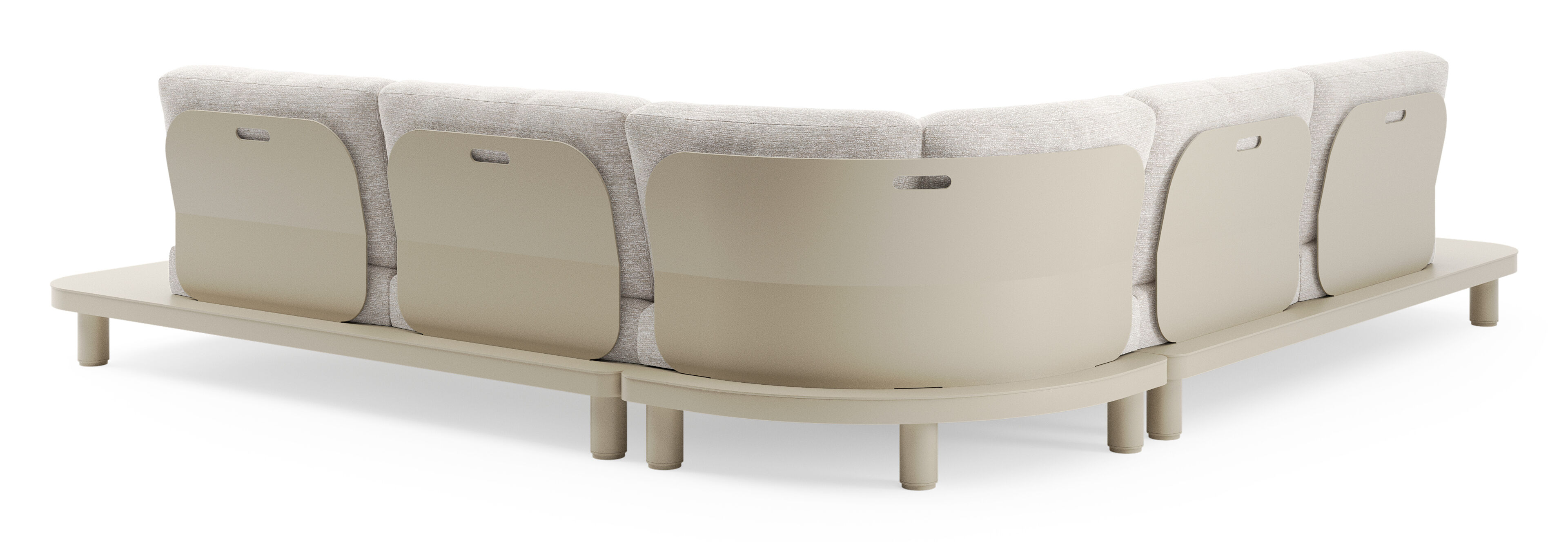 Salon de jardin d'angle Donato en aluminium beige et coussins en all weather sunbrella® luxe tundra sand