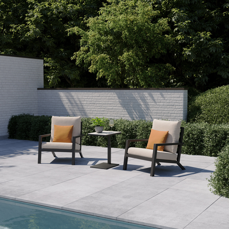 Arnes loungestoel in zwart aluminium met rustic weather+ softtouch kussen