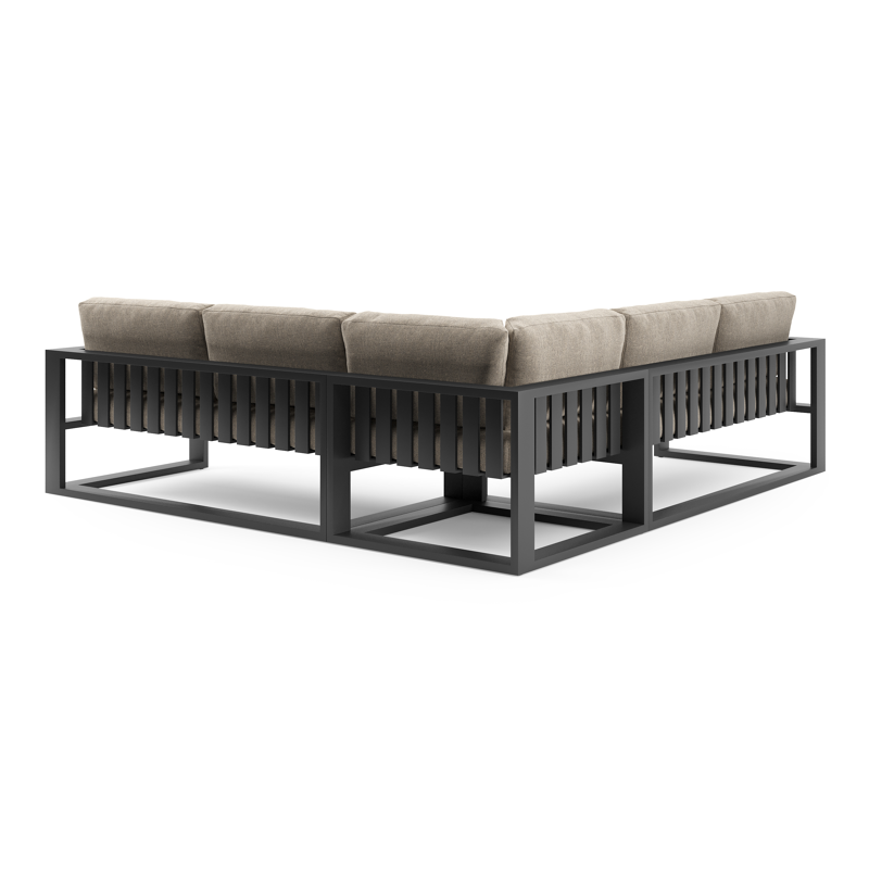 Verato loungehoek in zwart aluminium met chartres pewter all weather sunbrella® luxe kussen