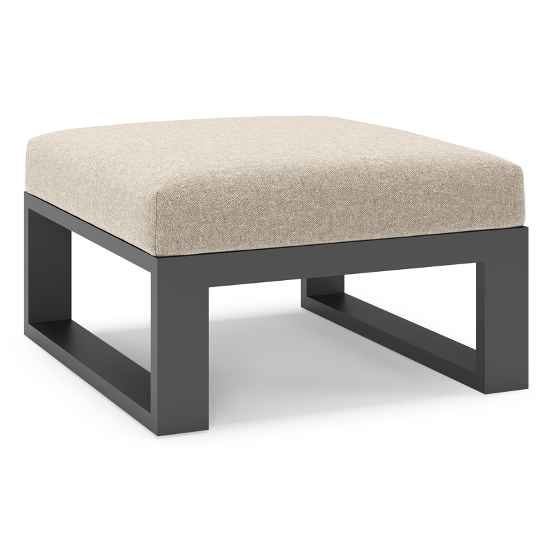 Verato poef in zwart aluminium met chartres pewter all weather sunbrella® luxe kussen