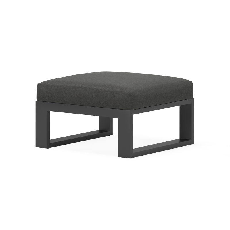 Verato poef in zwart aluminium met chartres sooty all weather sunbrella® luxe kussen