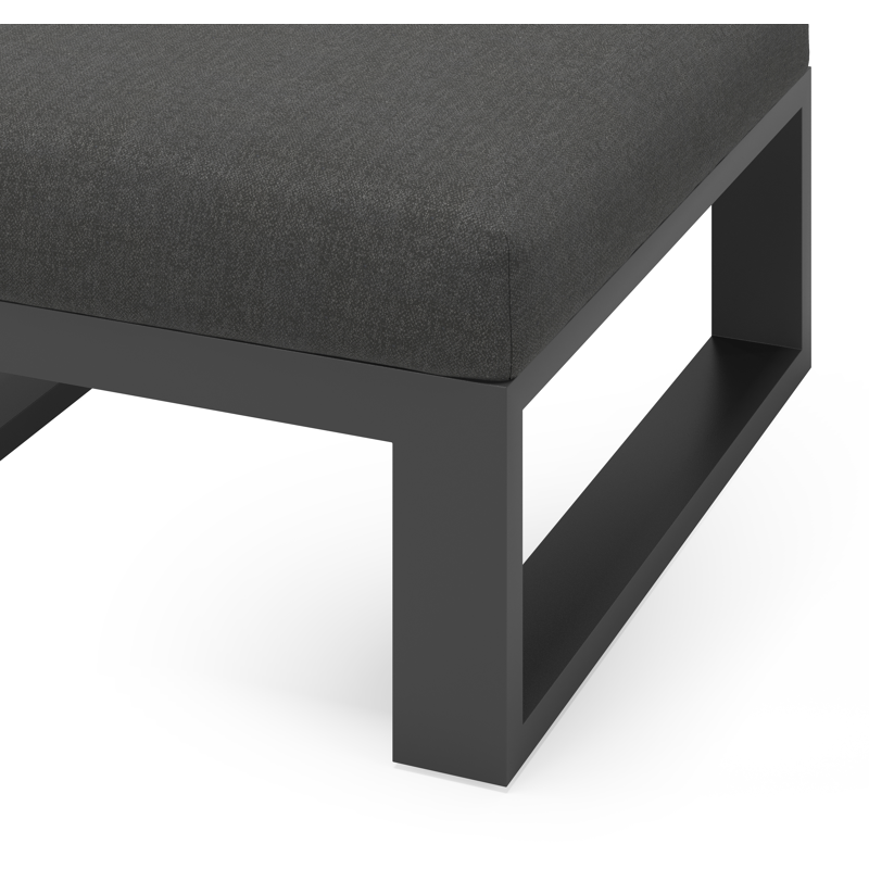 Verato poef in zwart aluminium met chartres sooty all weather sunbrella® luxe kussen
