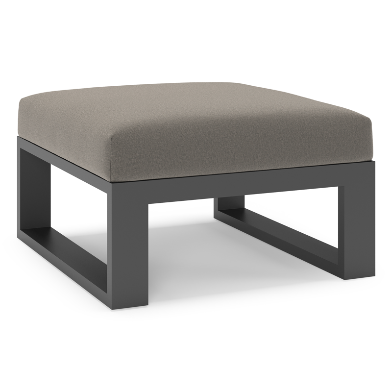 Pouf Verato en aluminium noir et coussins en all weather sunbrella® luxe natte dark taupe