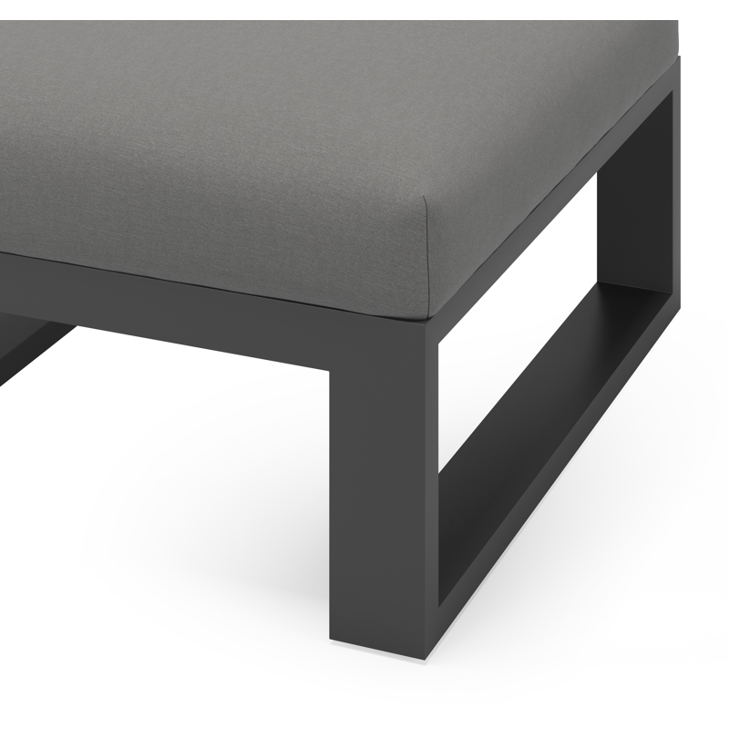Verato poef in zwart aluminium met natte charcoal chine all weather sunbrella® luxe kussen