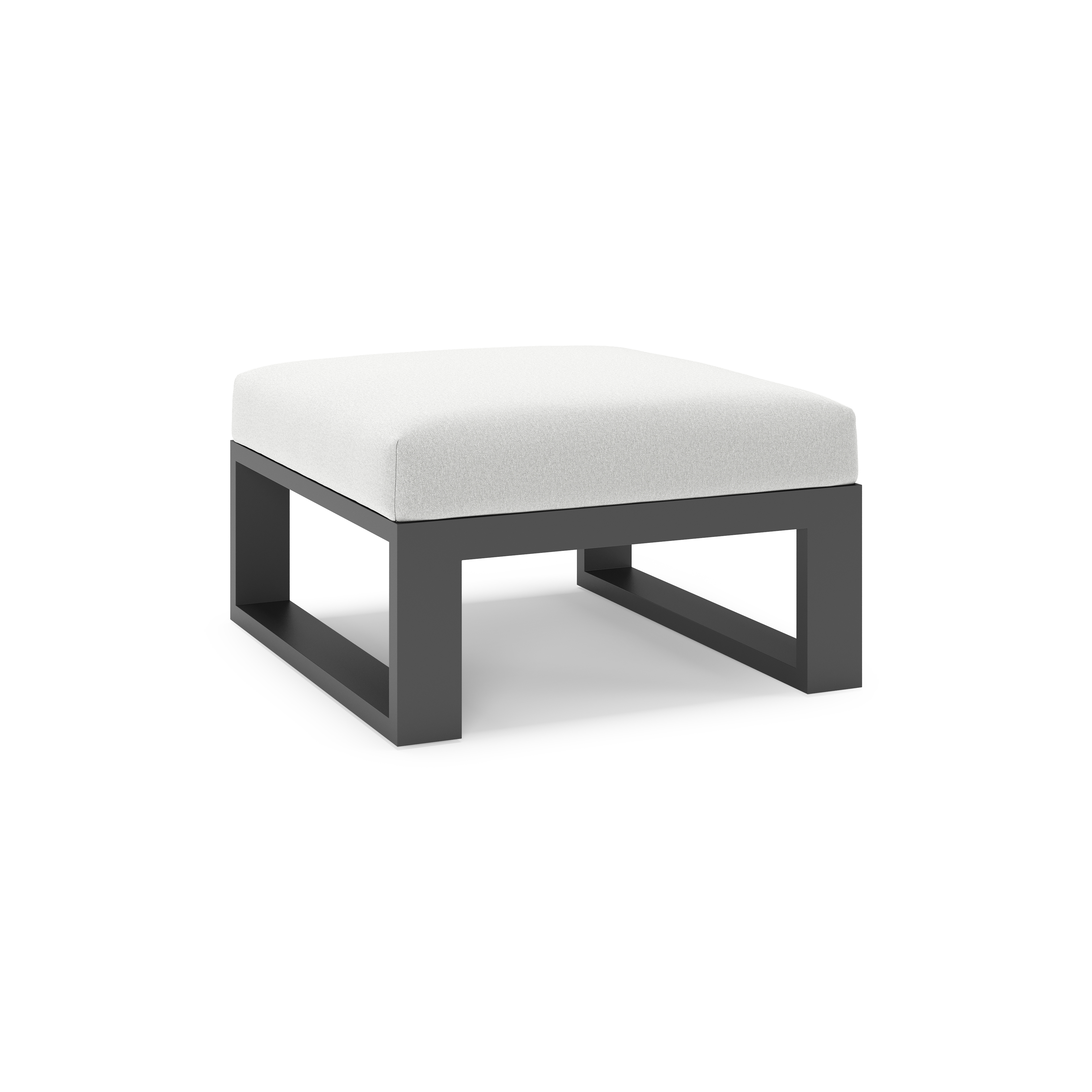 Verato poef in zwart aluminium met natte grey chine all weather sunbrella® luxe kussen