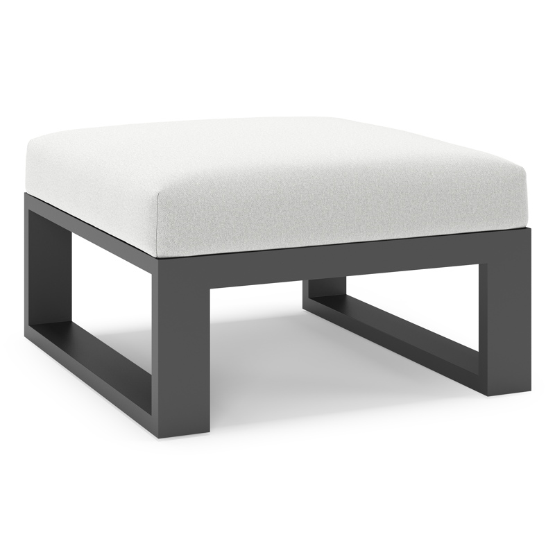 Verato poef in zwart aluminium met natte grey chine all weather sunbrella® luxe kussen