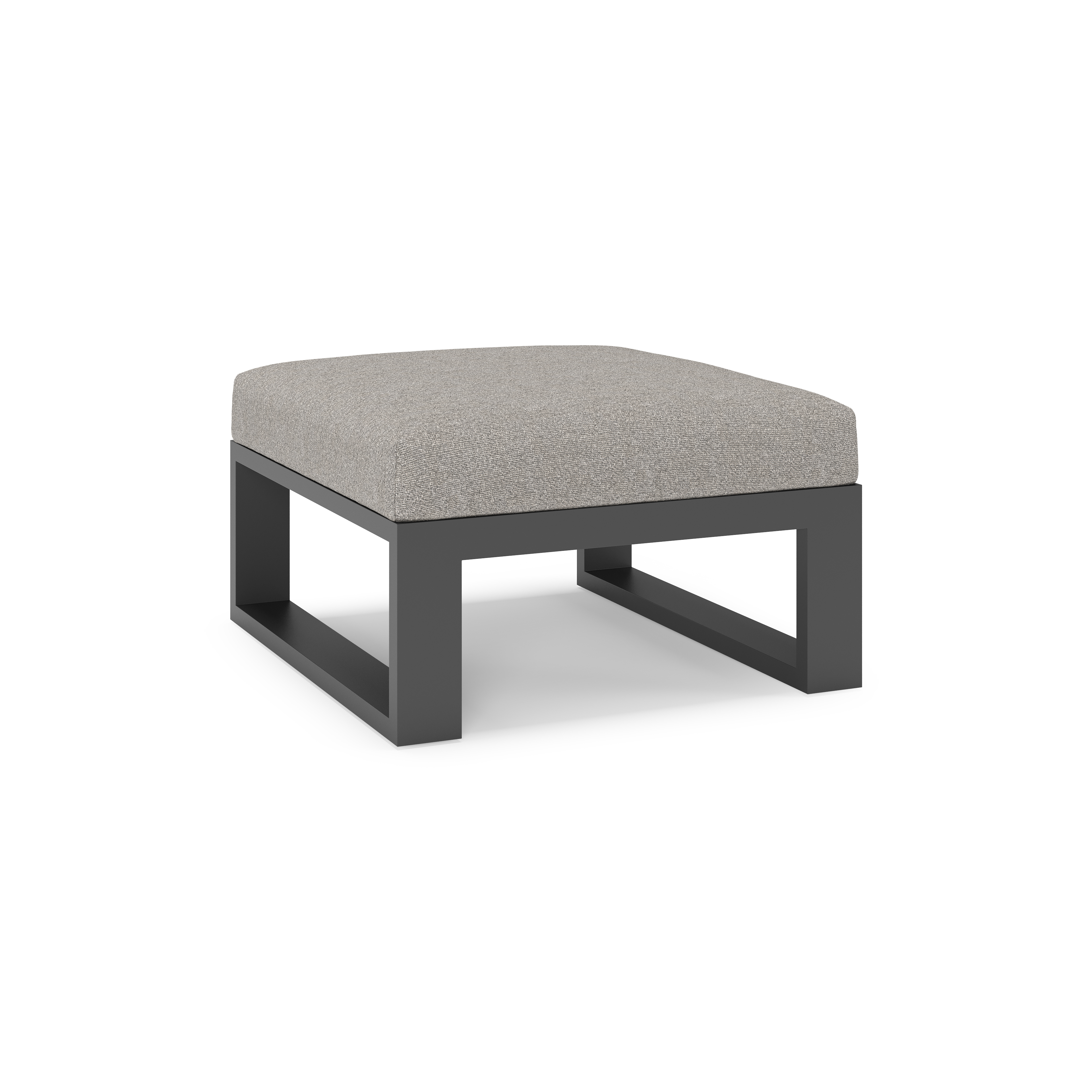 Pouf Verato en aluminium noir et coussins en all weather sunbrella® luxe tundra charcoal