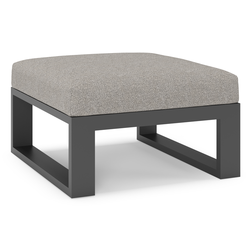Verato poef in zwart aluminium met tundra charcoal all weather sunbrella® luxe kussen