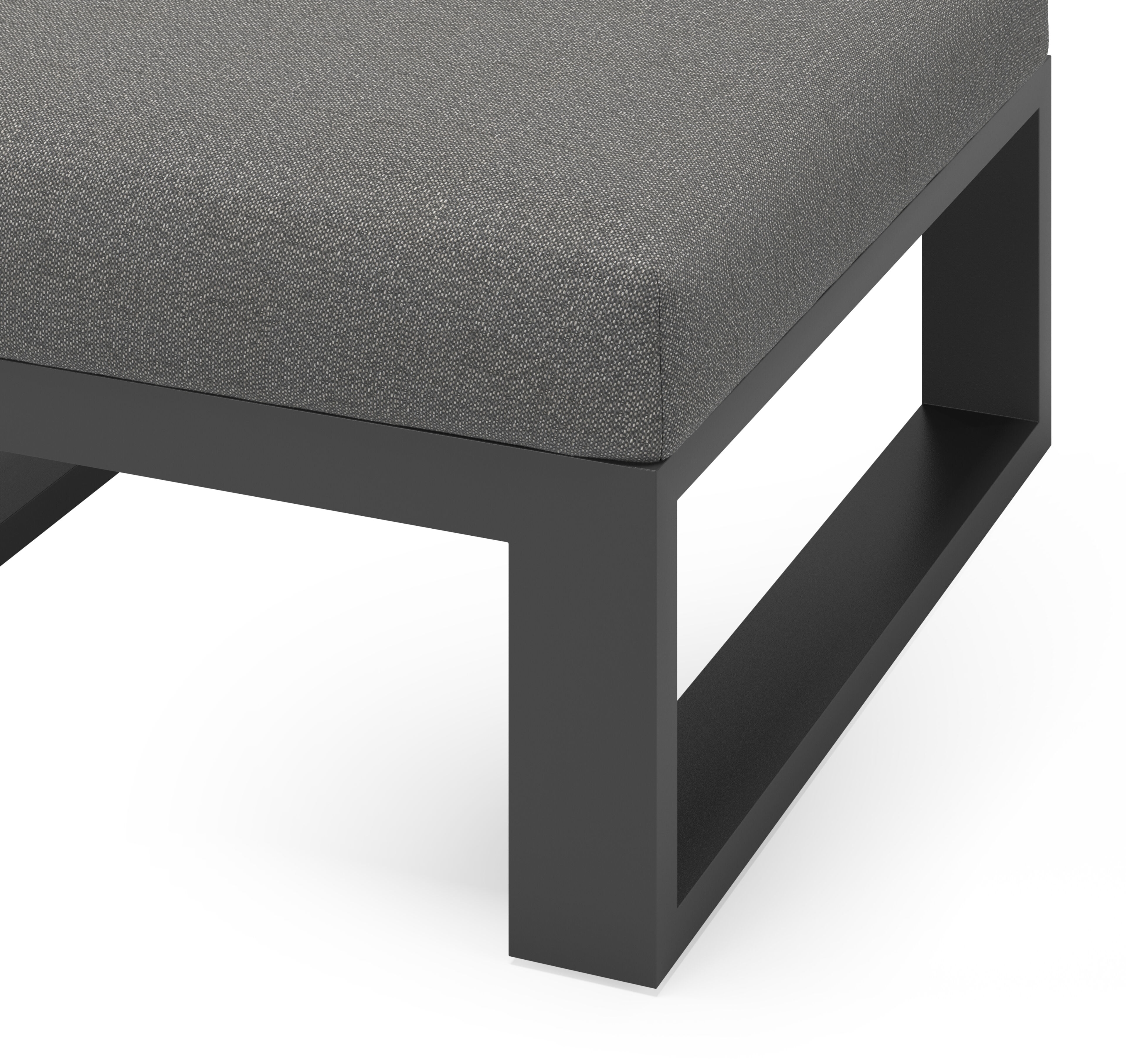 Verato poef in zwart aluminium met savane tornado all weather sunbrella® luxe kussen
