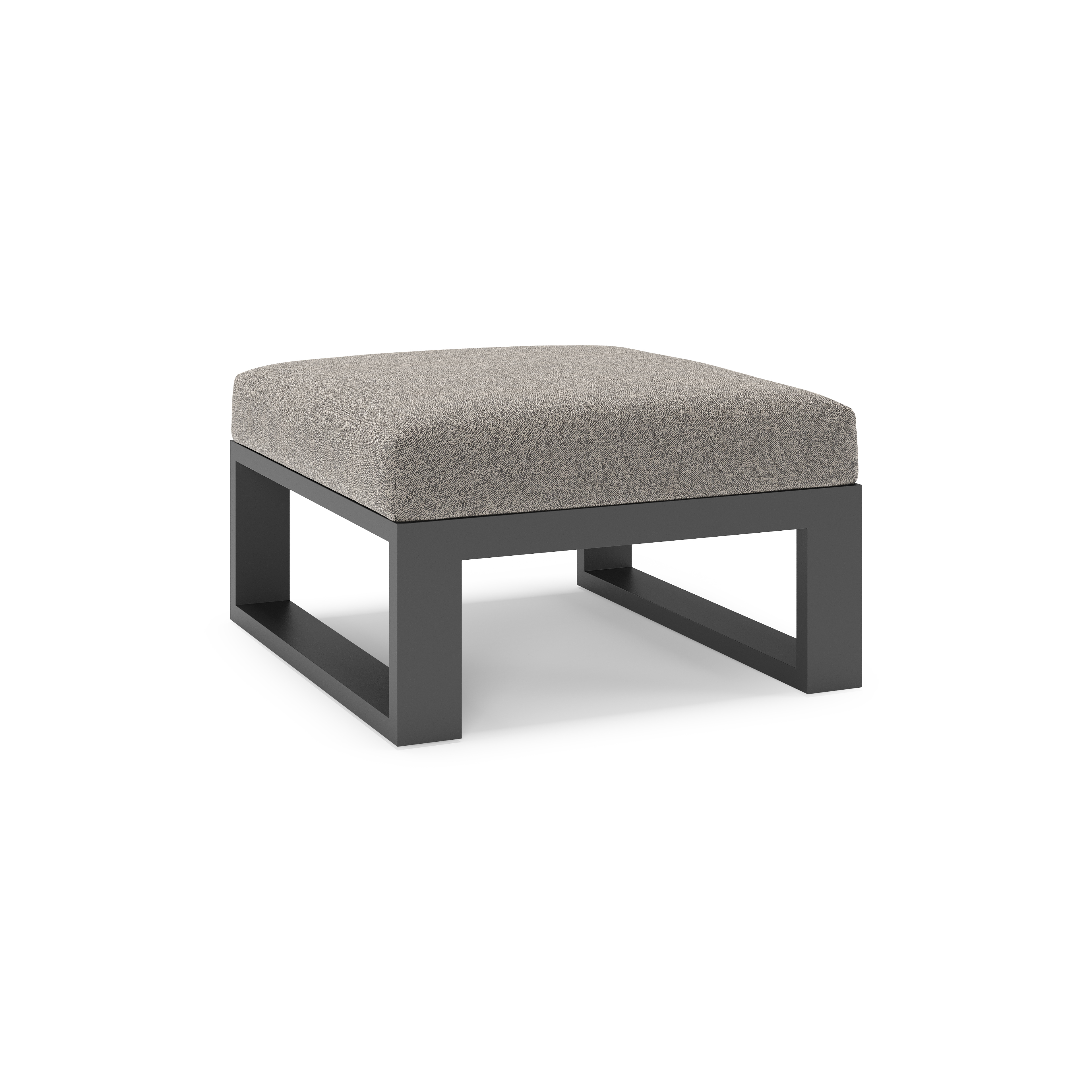 Verato poef in zwart aluminium met chartres drizzle all weather sunbrella® luxe kussen