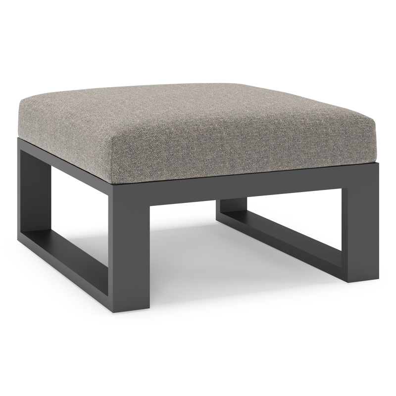 Verato poef in zwart aluminium met chartres drizzle all weather sunbrella® luxe kussen