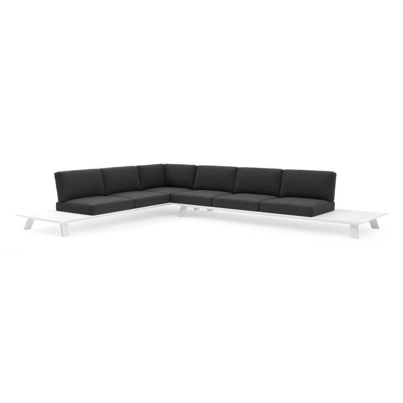 Salon de jardin d'angle Cesano en aluminium blanc et coussin en All Weather Sunbrella® luxe chartres sooty
