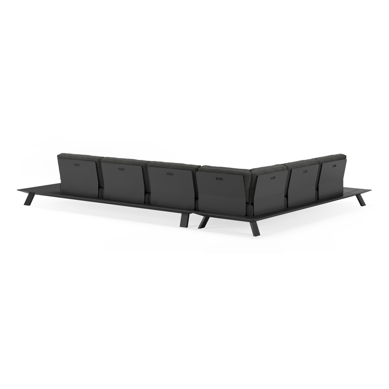 Salon de jardin d'angle Cesano en aluminium noir avec coussins en All Weather Sunbrella® luxe chartres sooty