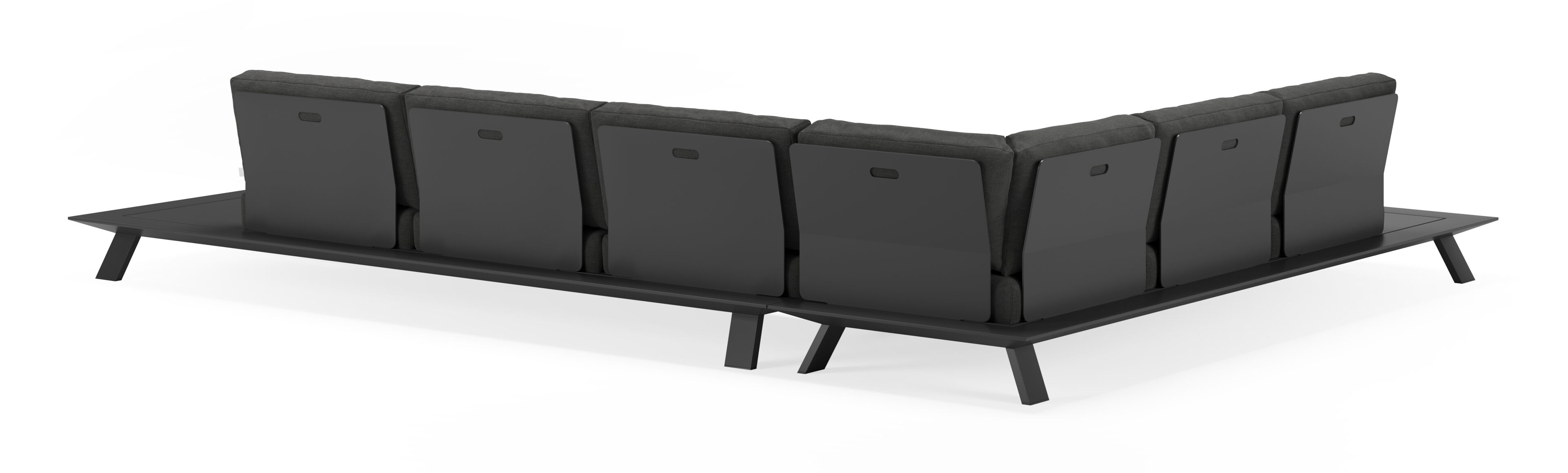 Cesano loungehoek in zwart aluminium met tundra charcoal all weather sunbrella® luxe kussens