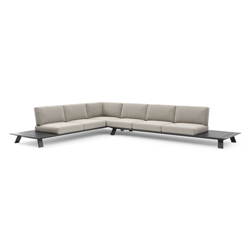 Cesano loungehoek in zwart aluminium met firenze sand all weather Solica kussen