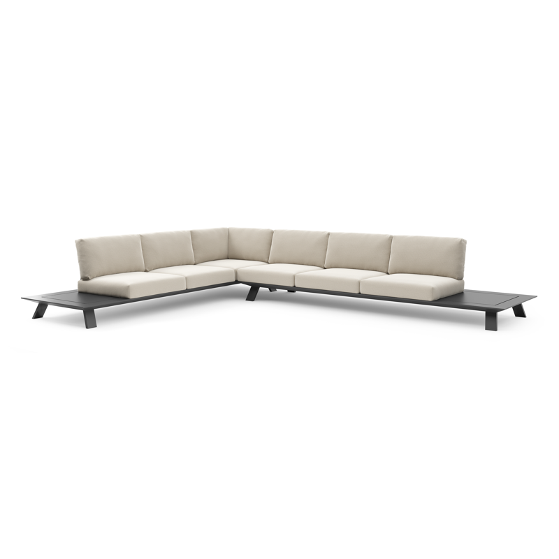 Cesano loungehoek in zwart aluminium met lopi marble all weather Sunbrella® luxe kussen