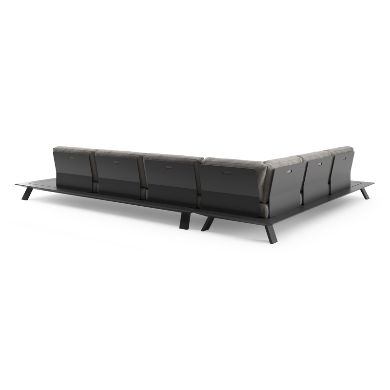 Cesano loungehoek in zwart aluminium met chartres drizzle all weather Sunbrella® luxe kussen