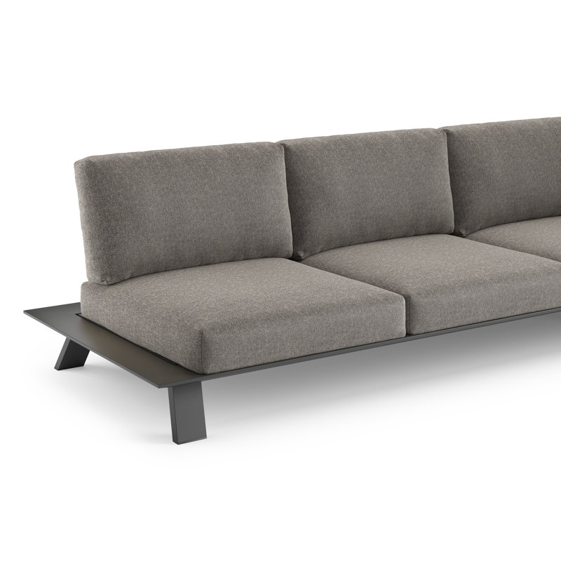 Cesano loungehoek in zwart aluminium met chartres drizzle all weather Sunbrella® luxe kussen