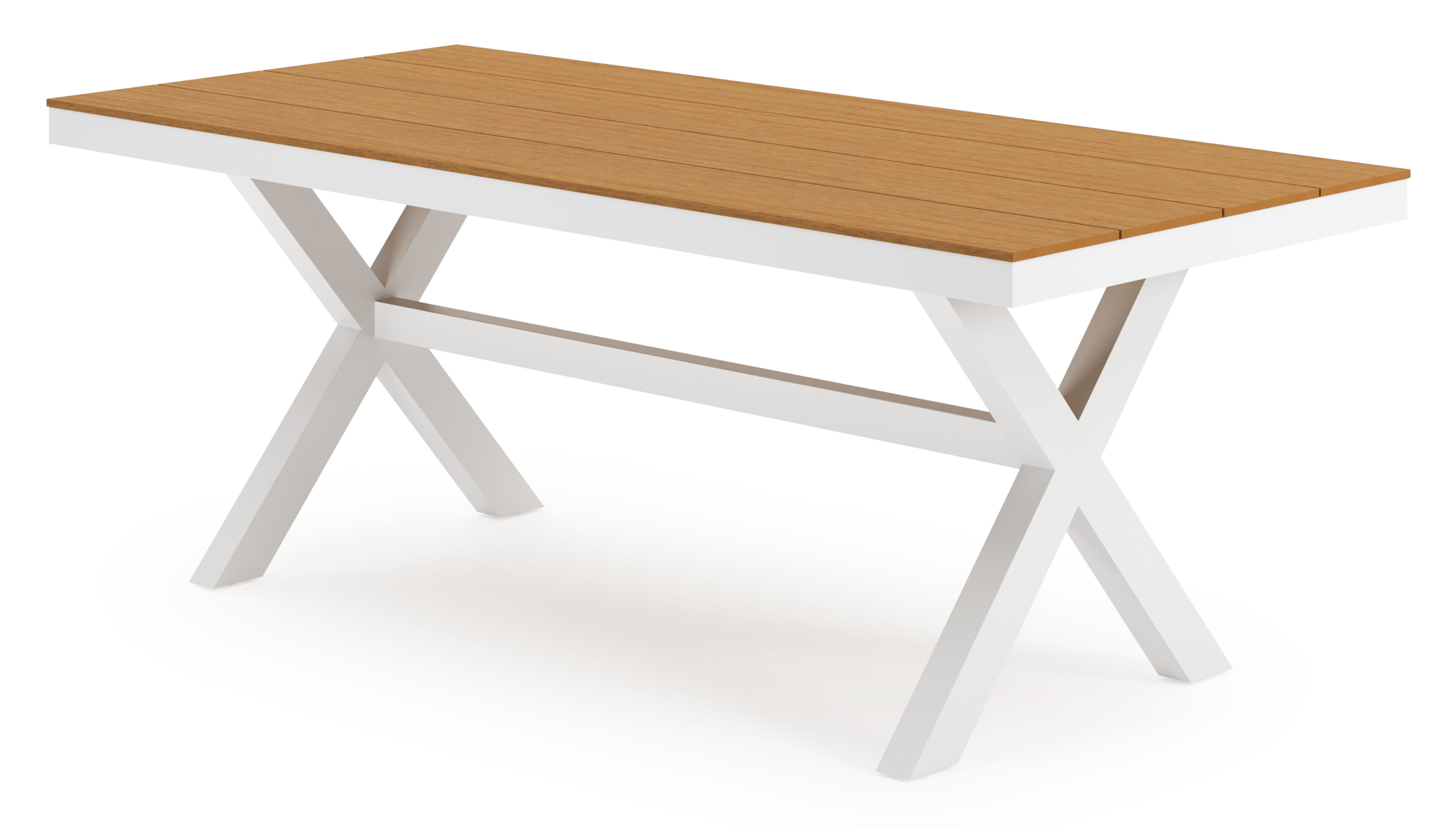 Bahia tuintafel rechthoekig in wit aluminium en polywood - L 200 x B 89 x H 75 cm