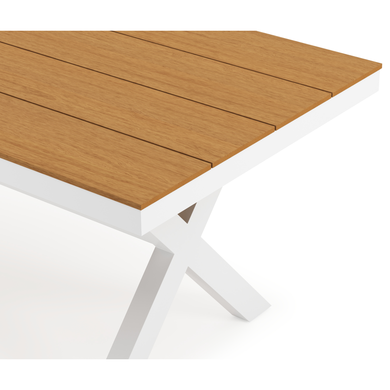 Bahia tuintafel rechthoekig in wit aluminium en polywood - L 200 x B 89 x H 75 cm
