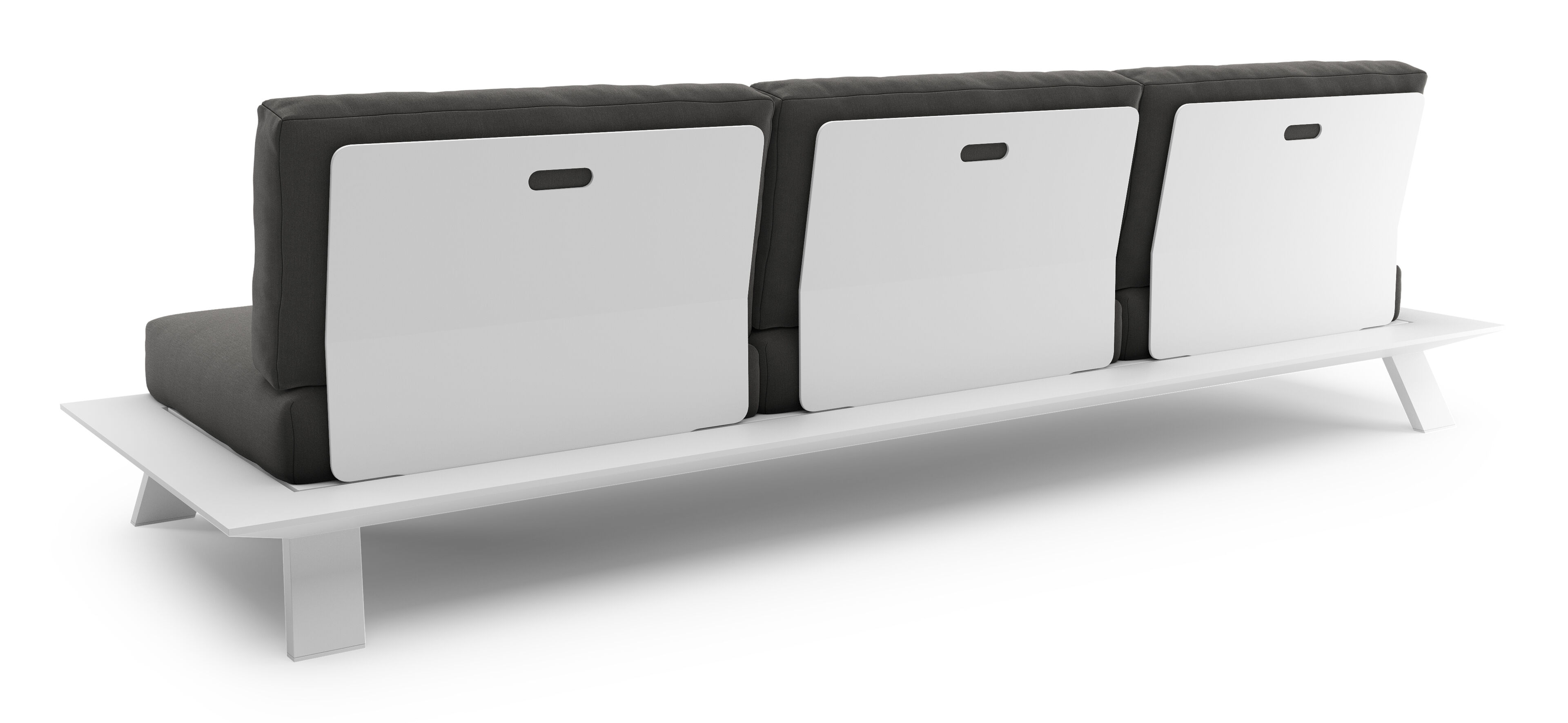 Cesano loungeset in wit aluminium met natte charcoal chine All Weather Sunbrella® luxe kussens