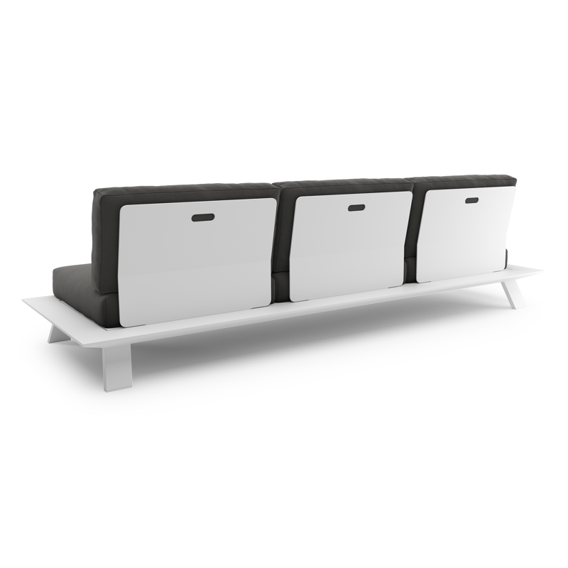 Salon de jardin Cesano en aluminium blanc avec coussins en All Weather Sunbrella® luxe natte charcoal chine