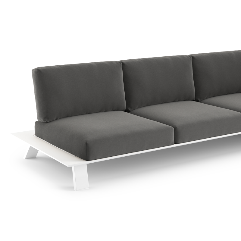 Salon de jardin Cesano en aluminium blanc avec coussins en All Weather Sunbrella® luxe natte charcoal chine