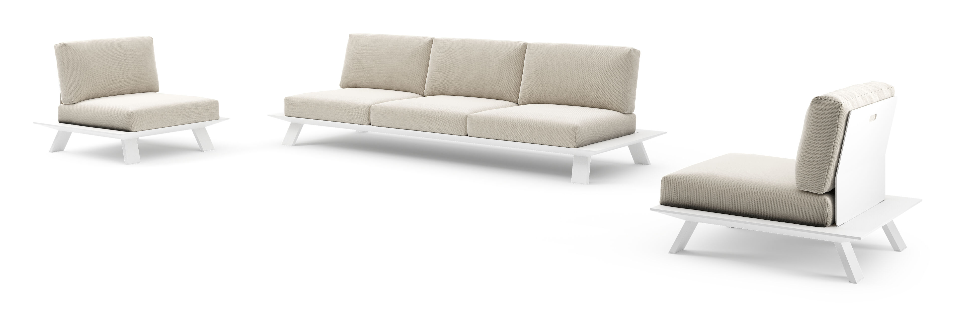 Cesano loungeset in wit aluminium met lopi marble all weather sunbrella® luxe kussens