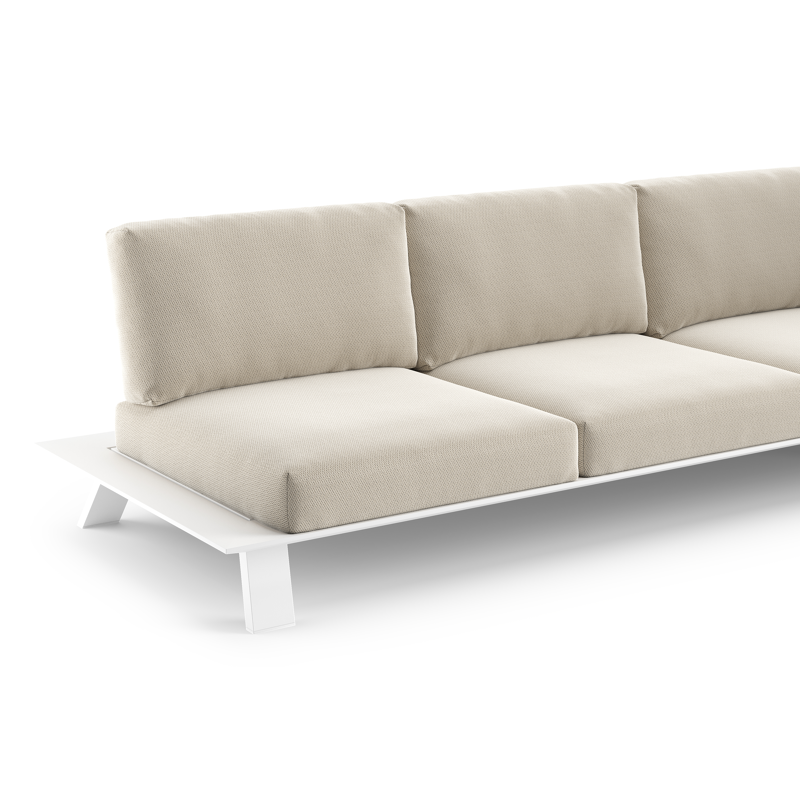 Salon de jardin Cesano en aluminium blanc avec coussins en All Weather Sunbrella® luxe lopi marble