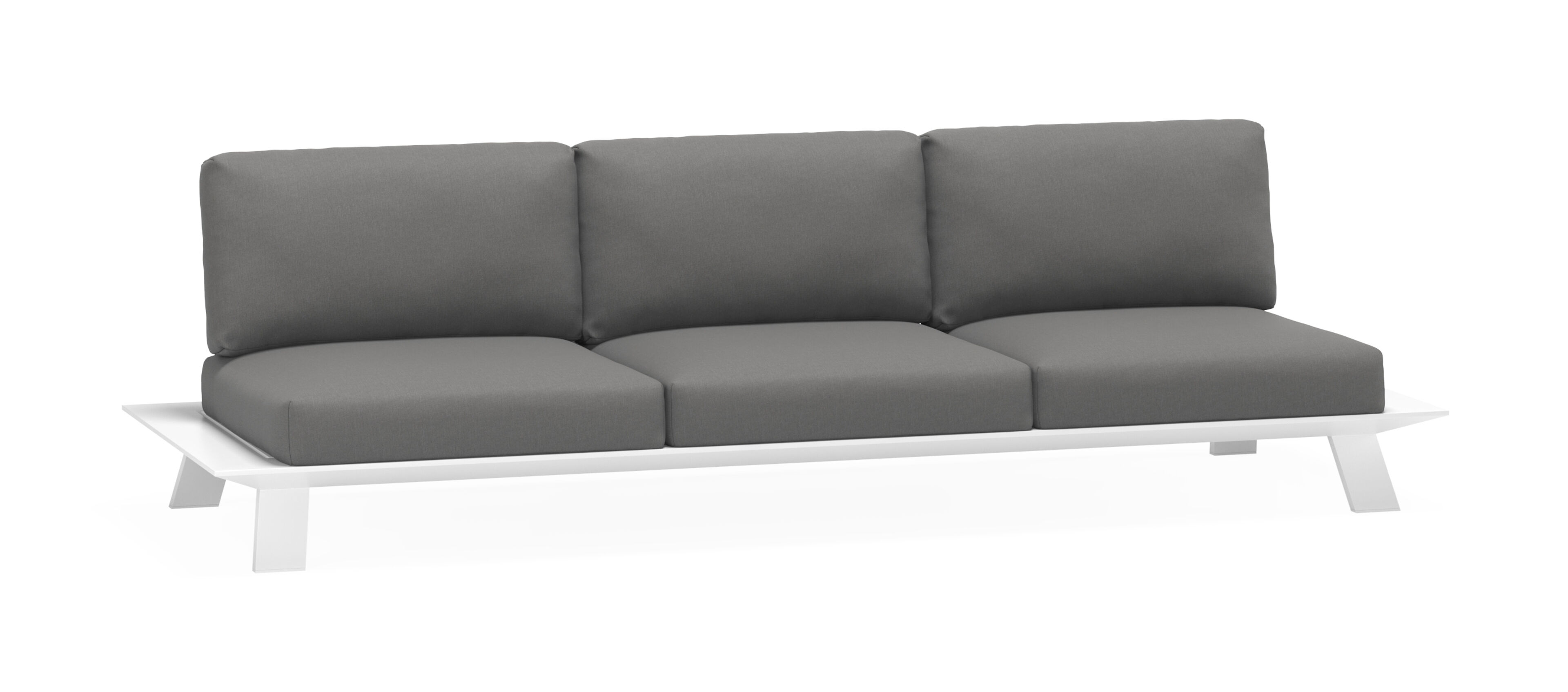 Cesano loungebank 3-zit in wit aluminium met natte charcoal chine all weather sunbrella® luxe kussen