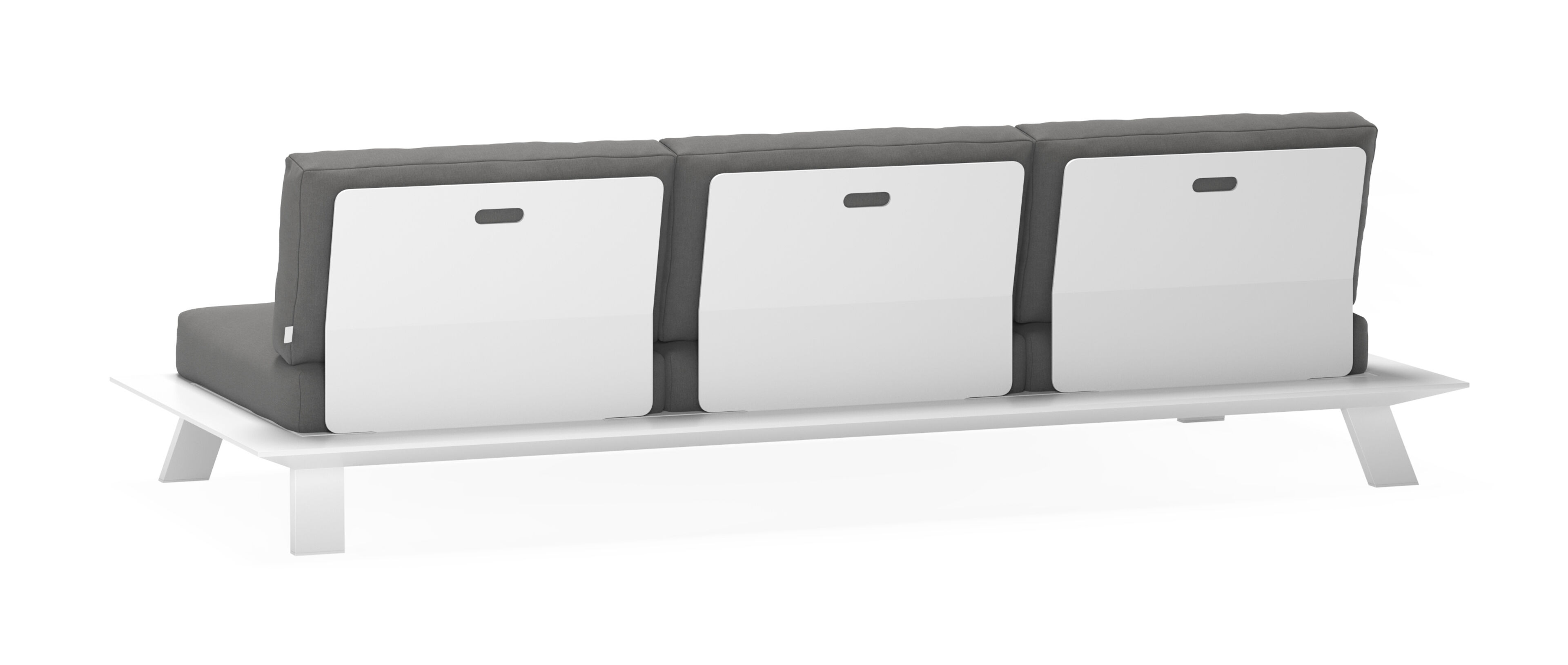 Cesano loungebank 3-zit in wit aluminium met natte charcoal chine All Weather Sunbrella® luxe kussen