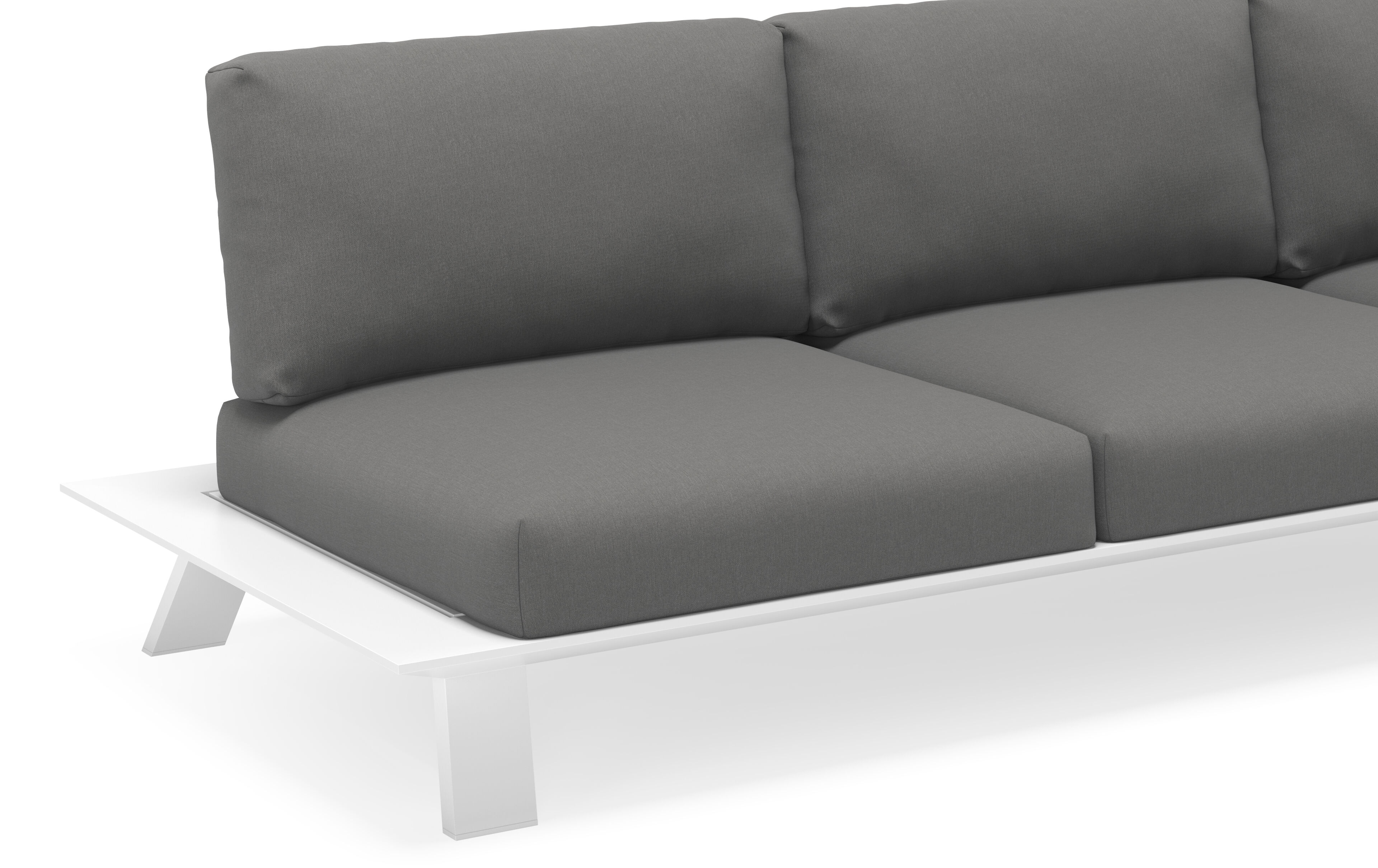 Cesano loungebank 3-zit in wit aluminium met natte charcoal chine All Weather Sunbrella® luxe kussen