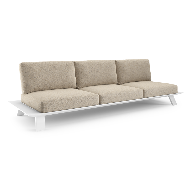 Canapé de jardin Cesano en aluminium blanc et coussin en All Weather Cosytica bora desert