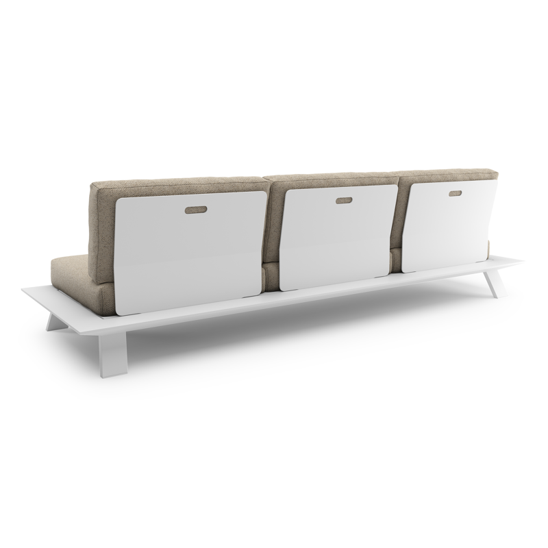 Canapé de jardin Cesano en aluminium blanc et coussin en All Weather Cosytica bora desert