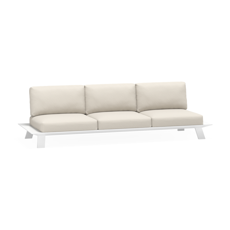Canapé de jardin Cesano en aluminium blanc avec coussins en All Weather Sunbrella® luxe lopi marble