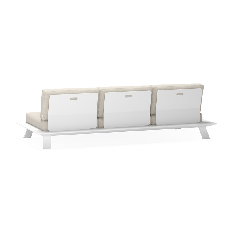 Canapé de jardin Cesano en aluminium blanc avec coussins en All Weather Sunbrella® luxe lopi marble