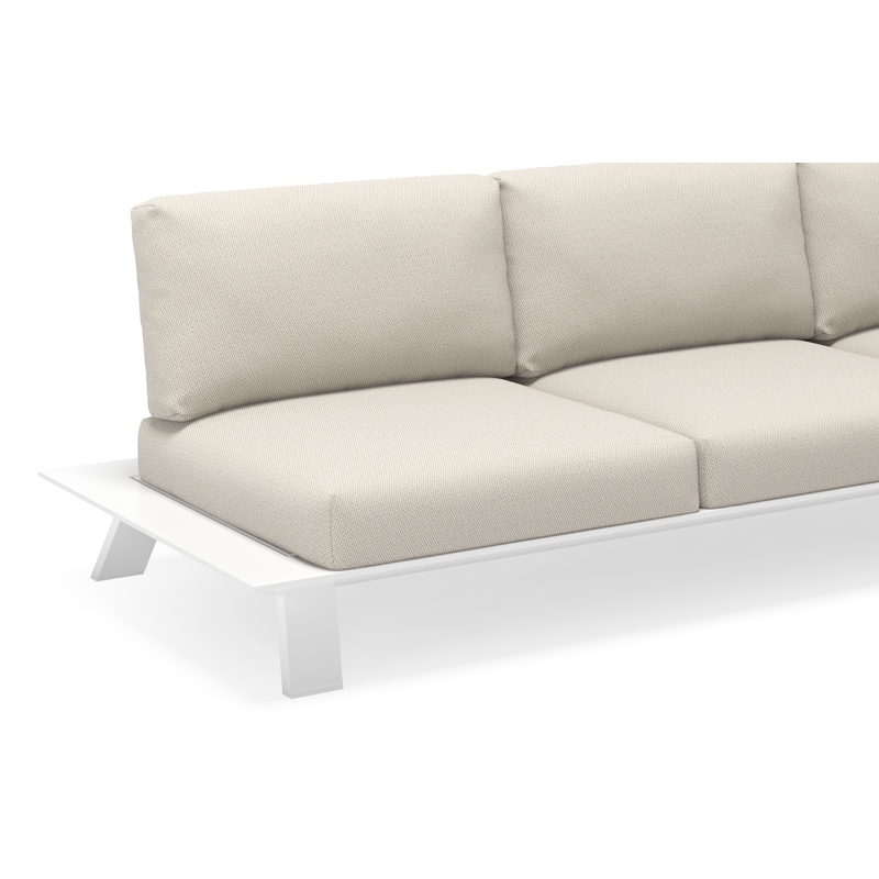 Canapé de jardin Cesano en aluminium blanc avec coussins en All Weather Sunbrella® luxe lopi marble