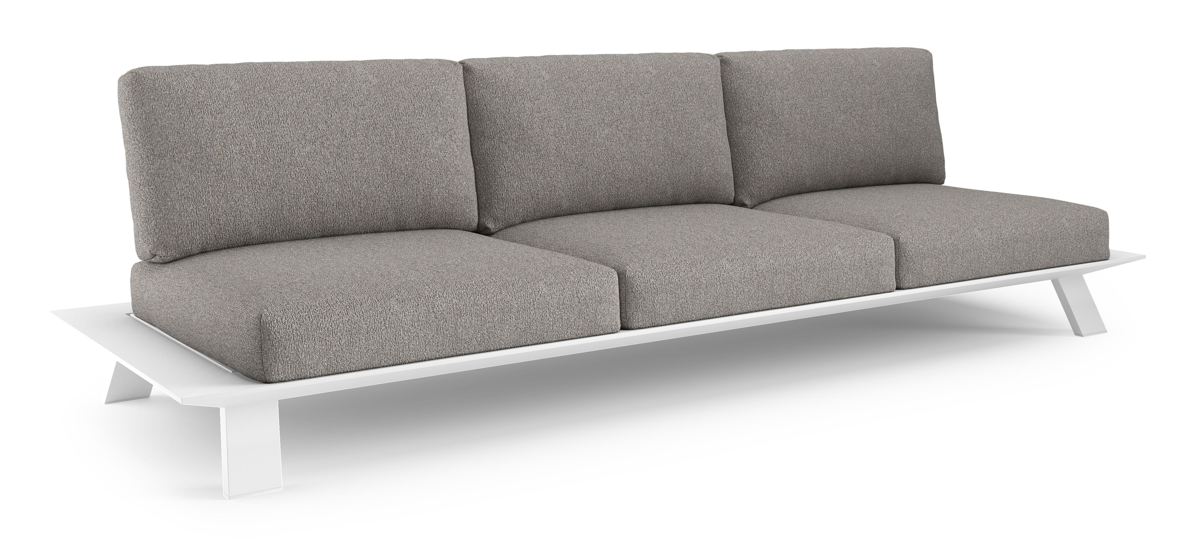Canapé de jardin Cesano en aluminium blanc et coussin en all weather Sunbrella® luxe tundra charcoal
