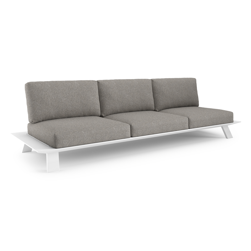 Canapé de jardin Cesano en aluminium blanc et coussin en all weather Sunbrella® luxe tundra charcoal