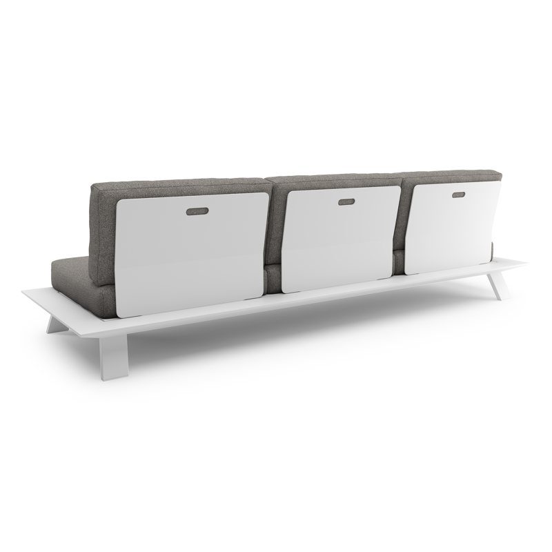 Canapé de jardin Cesano en aluminium blanc et coussin en all weather Sunbrella® luxe tundra charcoal
